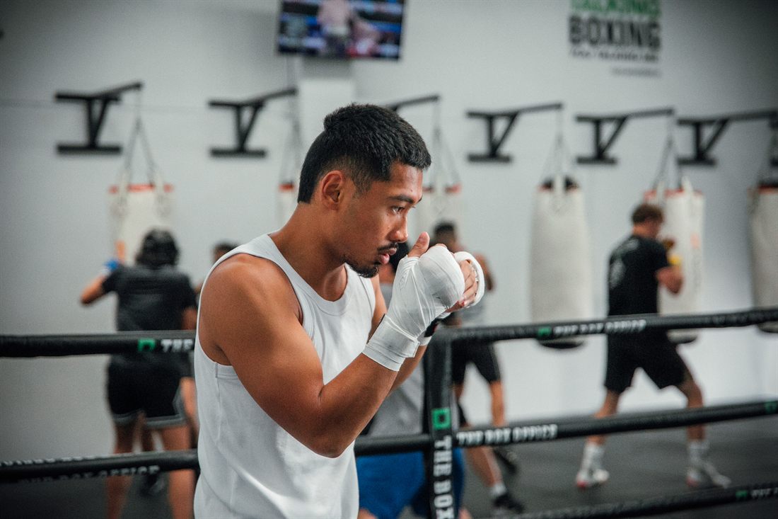 Boxer shadow boxing at The Box Office